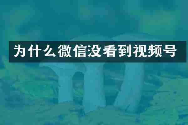 为什么微信没看到视频号