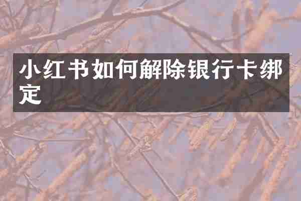 小红书如何解除银行卡绑定