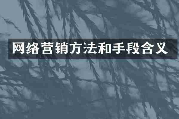 网络营销方法和手段含义