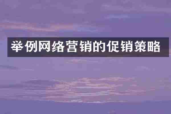举例网络营销的促销策略