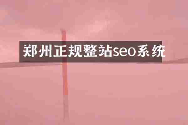 郑州正规整站seo系统