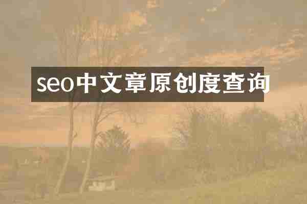 seo中文章原创度查询