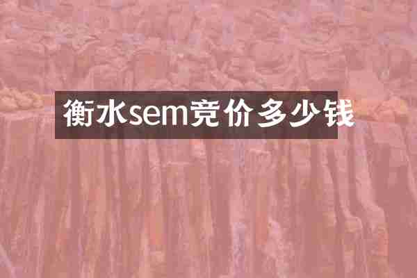 衡水sem竞价多少钱