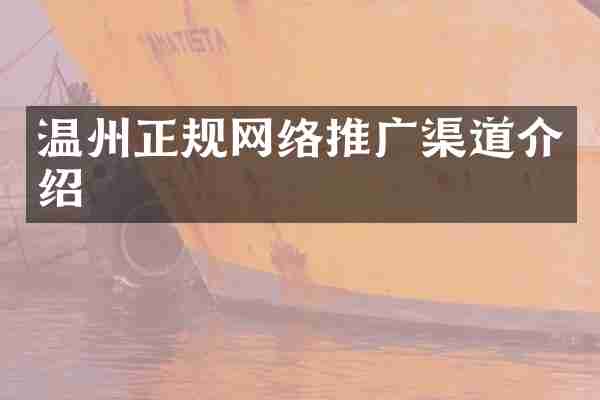 温州正规网络推广渠道介绍