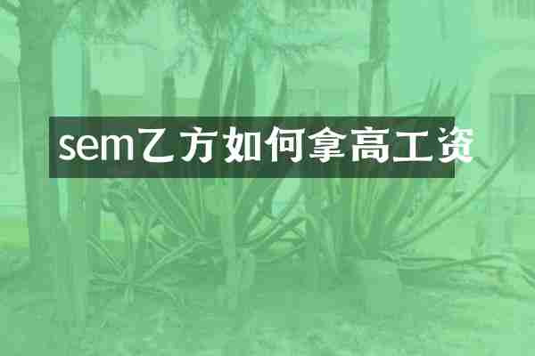 sem乙方如何拿高工资