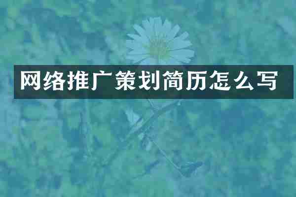网络推广策划简历怎么写