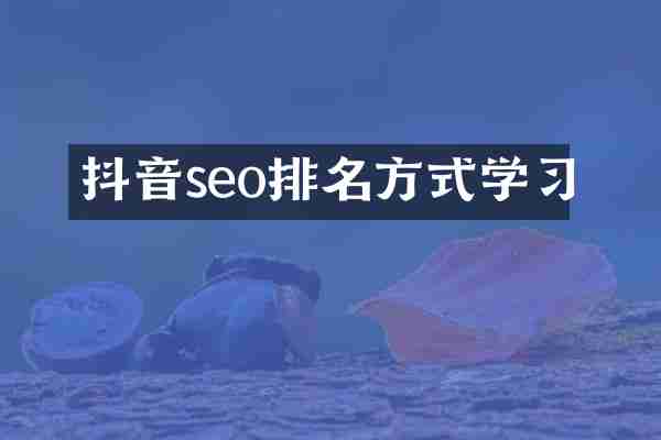 抖音seo排名方式学习