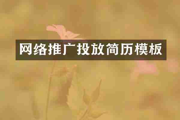 网络推广投放简历模板