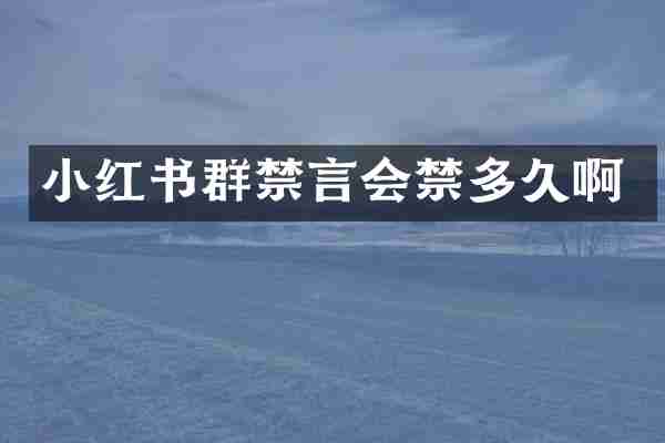 小红书群禁言会禁多久啊