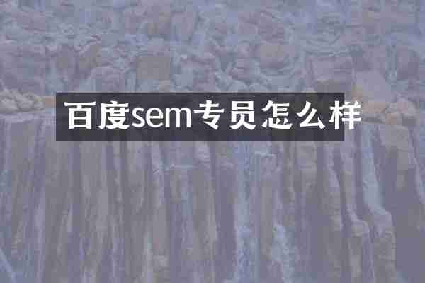 百度sem专员怎么样