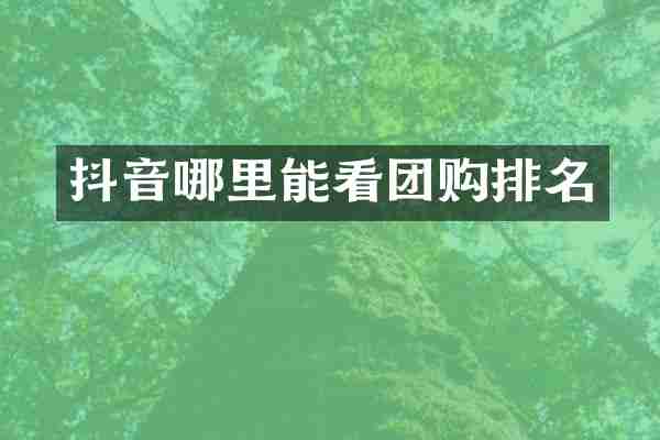 抖音哪里能看团购排名