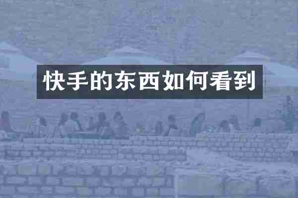 快手的东西如何看到