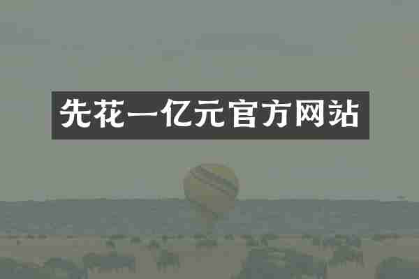 先花一亿元官方网站