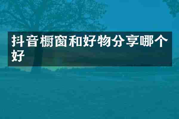 抖音橱窗和好物分享哪个好