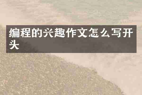 编程的兴趣作文怎么写开头