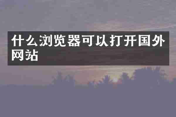 什么浏览器可以打开国外网站