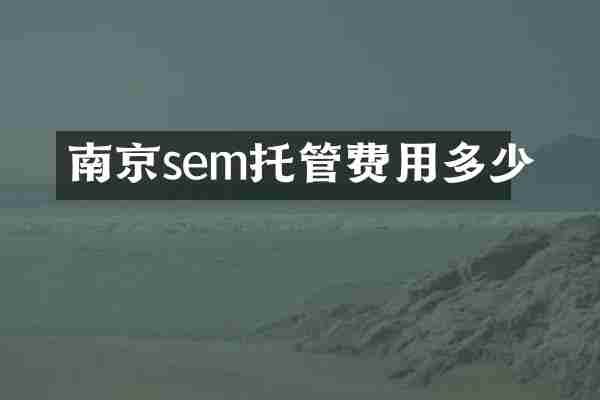 南京sem托管费用多少