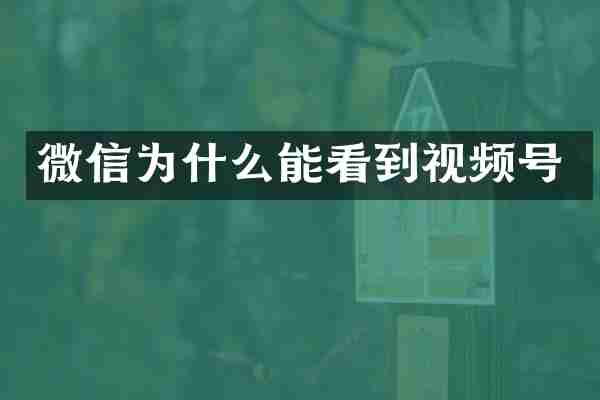 微信为什么能看到视频号
