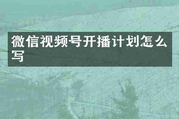 微信视频号开播计划怎么写