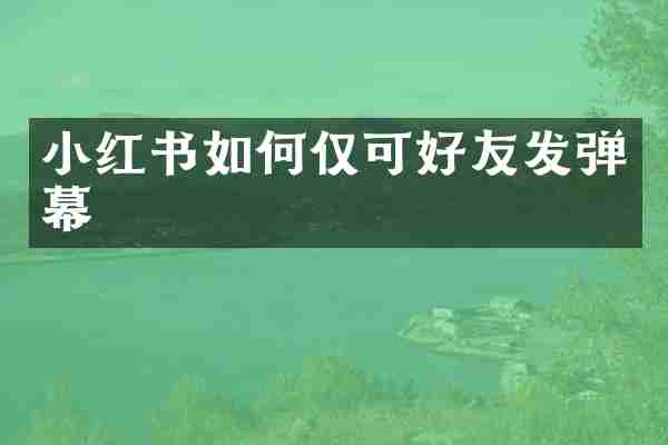 小红书如何仅可好友发弹幕
