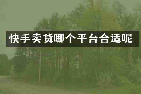 快手卖货哪个平台合适呢