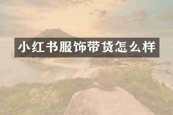 小红书服饰带货怎么样
