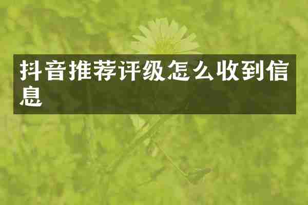 抖音推荐评级怎么收到信息