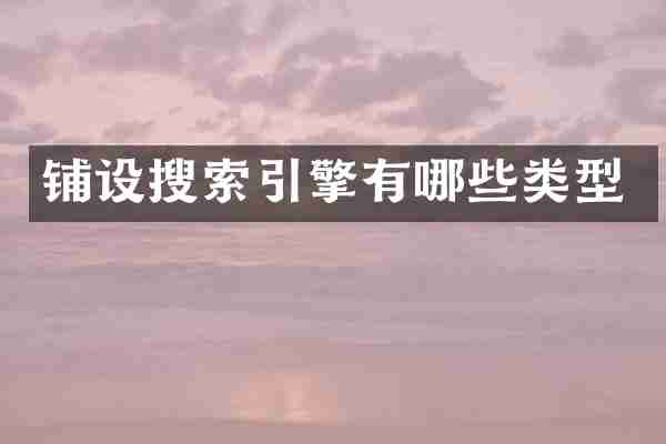 铺设搜索引擎有哪些类型