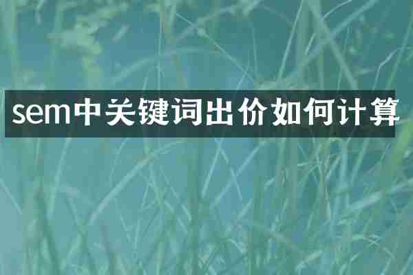 sem中关键词出价如何计算