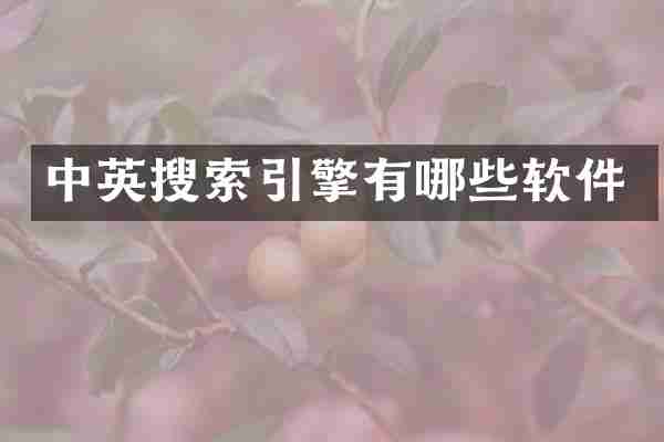 中英搜索引擎有哪些软件