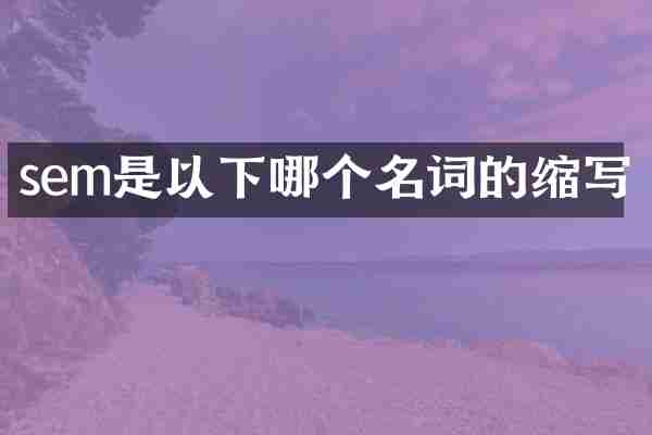 sem是以下哪个名词的缩写