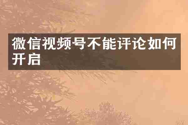 微信视频号不能评论如何开启