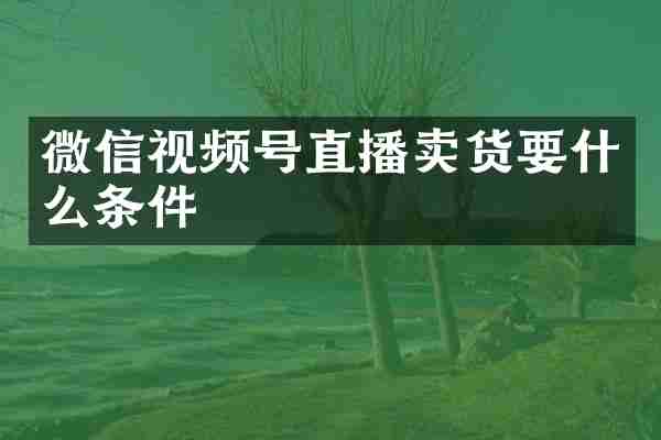 微信视频号直播卖货要什么条件