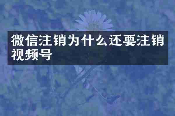 微信注销为什么还要注销视频号