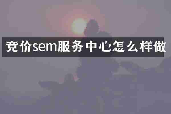 竞价sem服务中心怎么样做