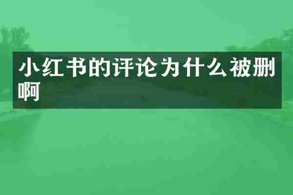 小红书的评论为什么被删啊