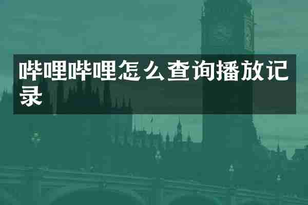 哔哩哔哩怎么查询播放记录