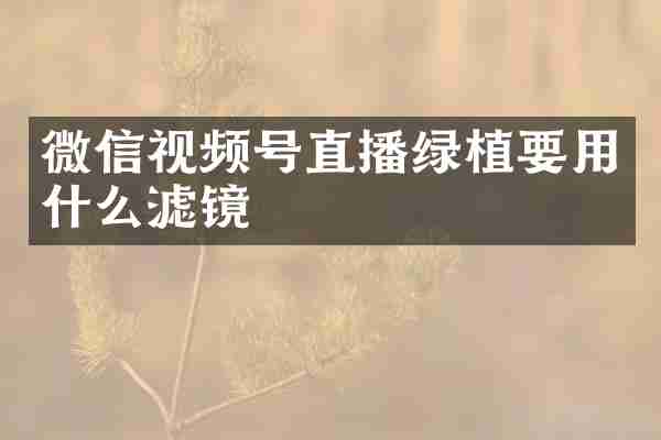 微信视频号直播绿植要用什么滤镜