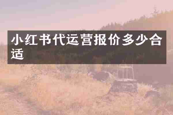 小红书代运营报价多少合适