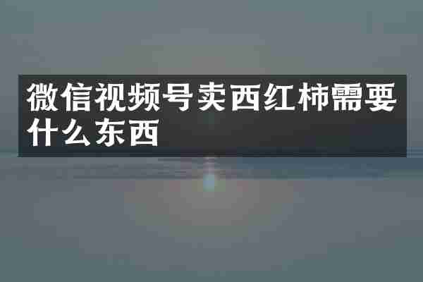 微信视频号卖西红柿需要什么东西
