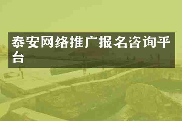 泰安网络推广报名咨询平台