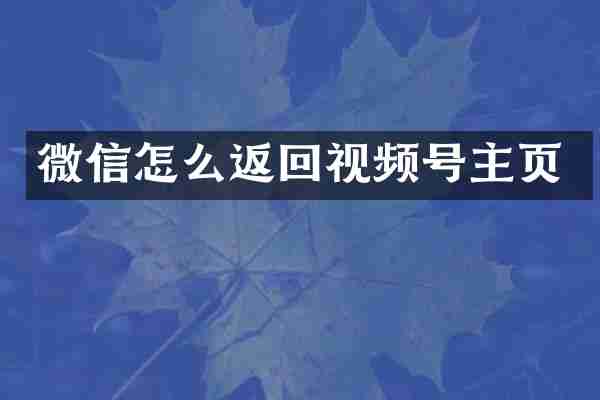 微信怎么返回视频号主页