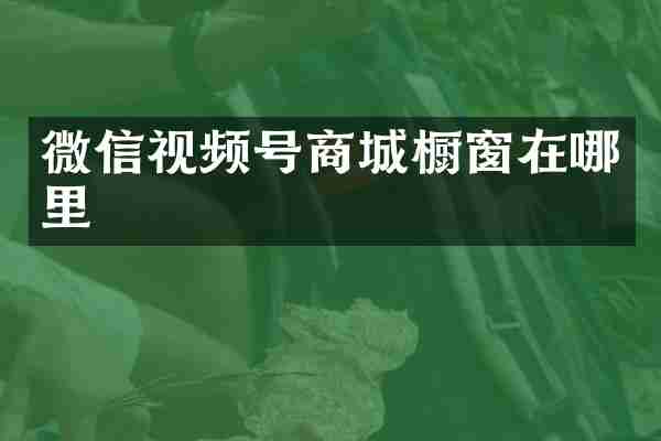 微信视频号商城橱窗在哪里