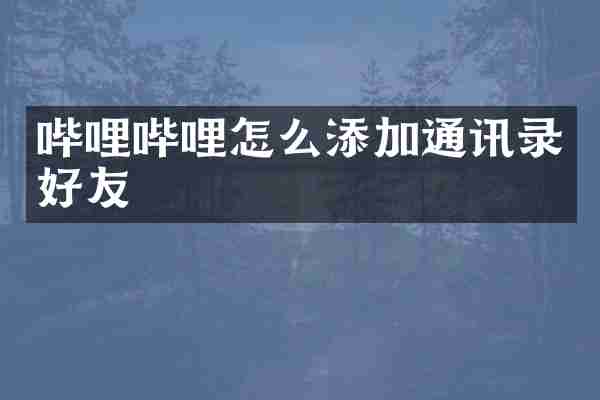 哔哩哔哩怎么添加通讯录好友