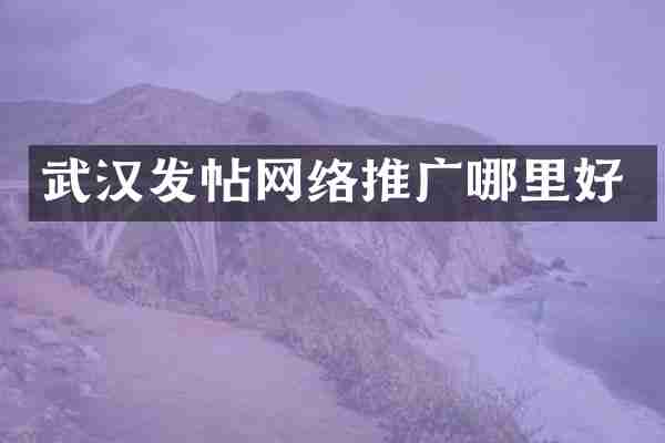武汉发帖网络推广哪里好