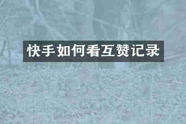 快手如何看互赞记录