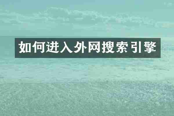 如何进入外网搜索引擎