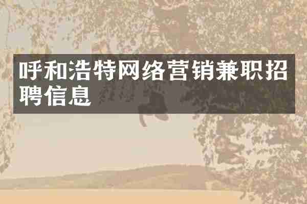呼和浩特网络营销兼职招聘信息