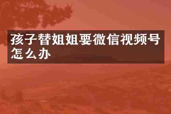 孩子替姐姐要微信视频号怎么办
