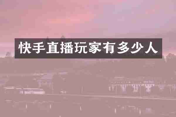 快手直播玩家有多少人